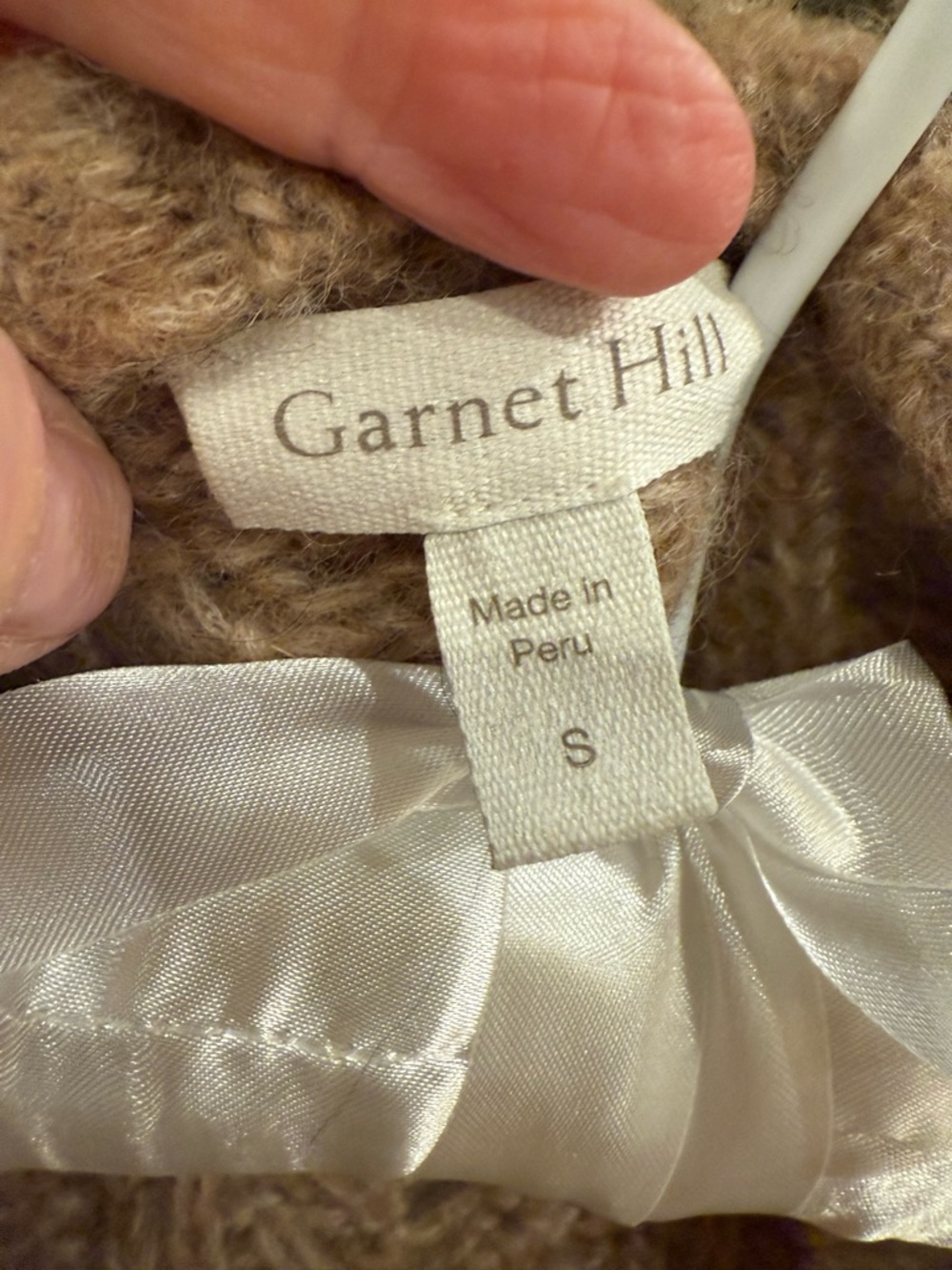 Garnet Hill Alpaca Wool Cable Knit Belted Cardigan Sweater Neutral Small S - Picture 6 of 7